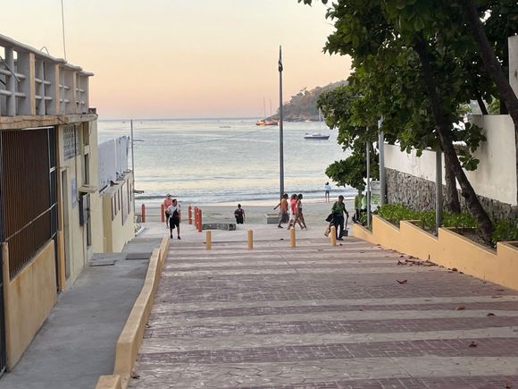 This used to be a gravel kind of dirt road down to the beach.  Now it's nicely tiled and leads to the new Malecon.