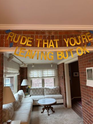 Going away party sign. 