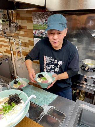 One man operation Ramen place. A big soccer fan he said he might see us in Vancouver if Japan plays there in the World Cup.