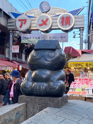 Along the bustling shopping street, Ameyoko