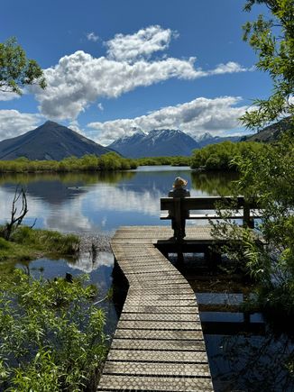 There are boardwalks and benches - take the time to relax and admire the views over the lagoon to the Humboldt Mountains. 