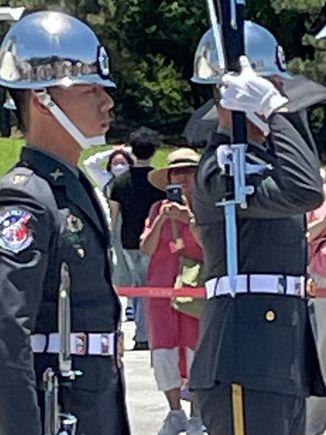 That's actually my wife directing the guards with her camera