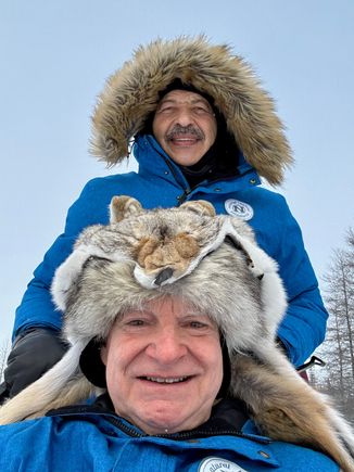 A selfie while dog sledding