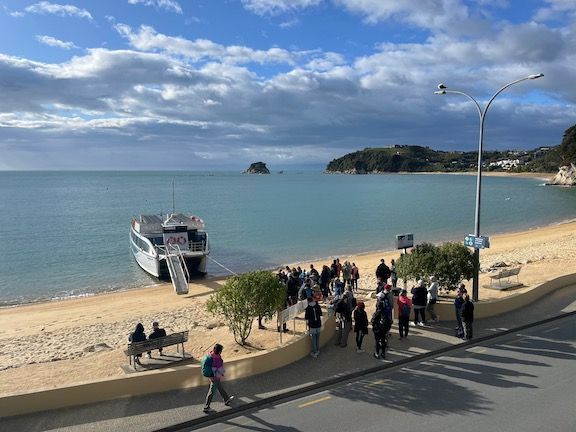 Several of the water taxi/shuttle services leave right from the beach here