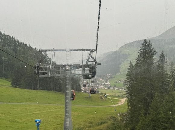 We weren’t sure how we’d get from Selva back to Colfosco. The direct bus only runs a couple of times per day, and our timing wasn’t great. As we passed the Dantercepies lift station on the way into Selva, the lightbulb went on. We could take that lift (different valley—not on our pass, so an extra €17 pp). 