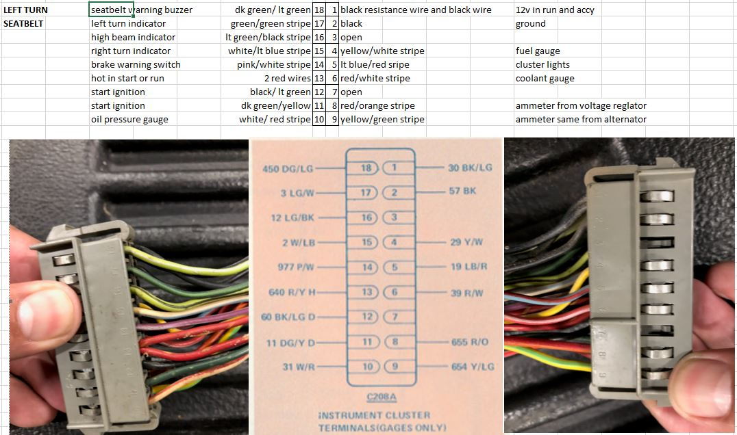 Rewire 1980 f150 harness into 1985 f250, C208A dash electric connector