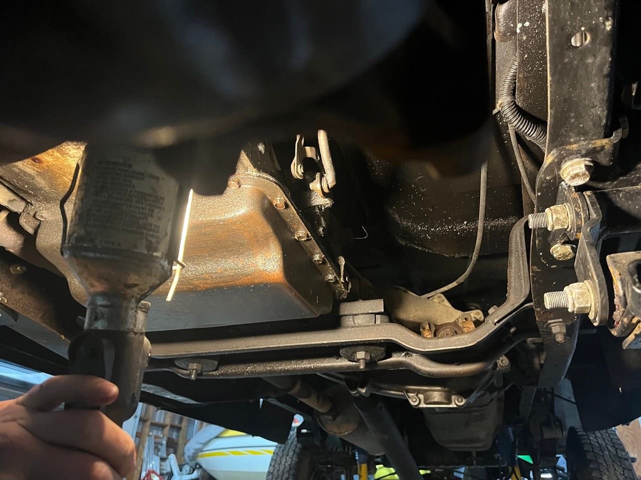 Showing the transmission crossmember issue