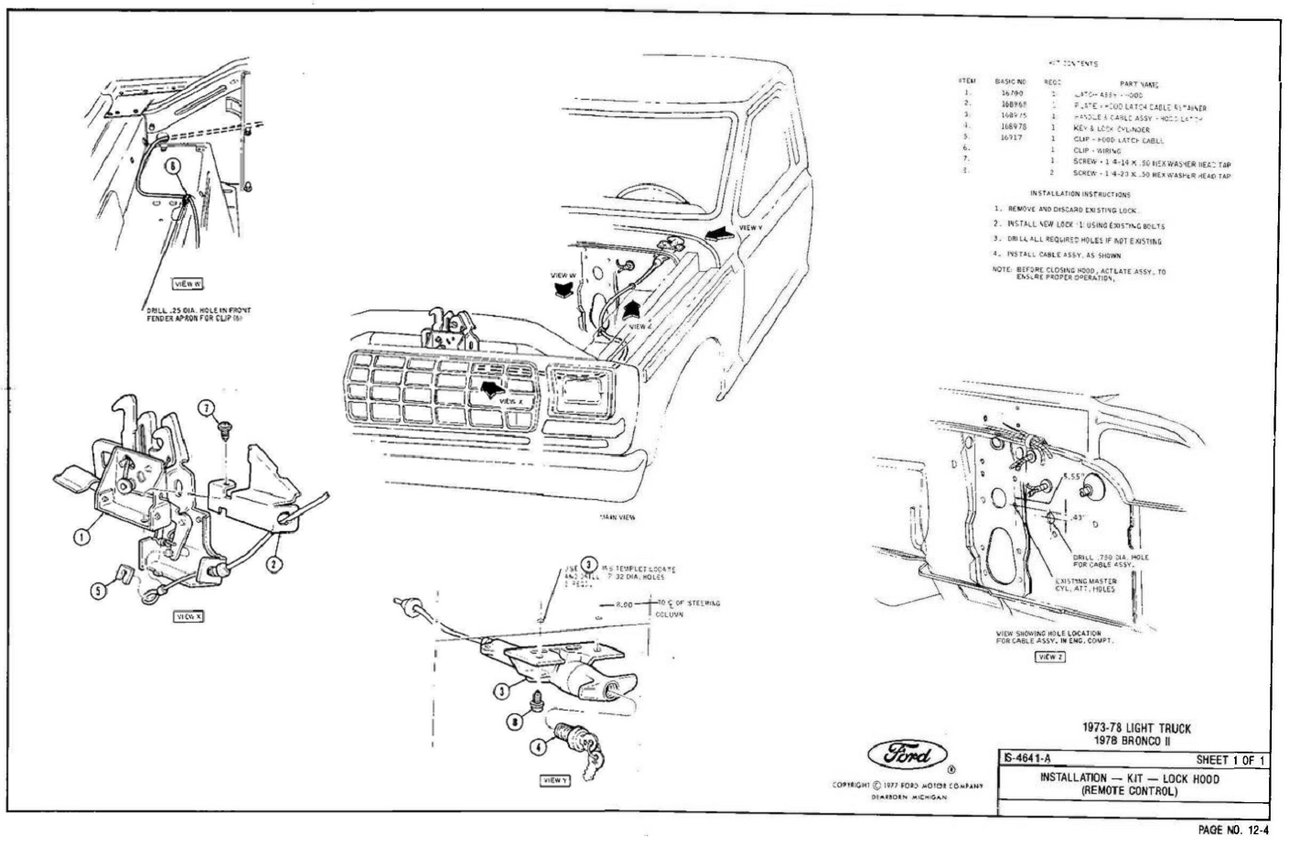 Where to find 1978 ford locking hood release cable - Ford Truck ...