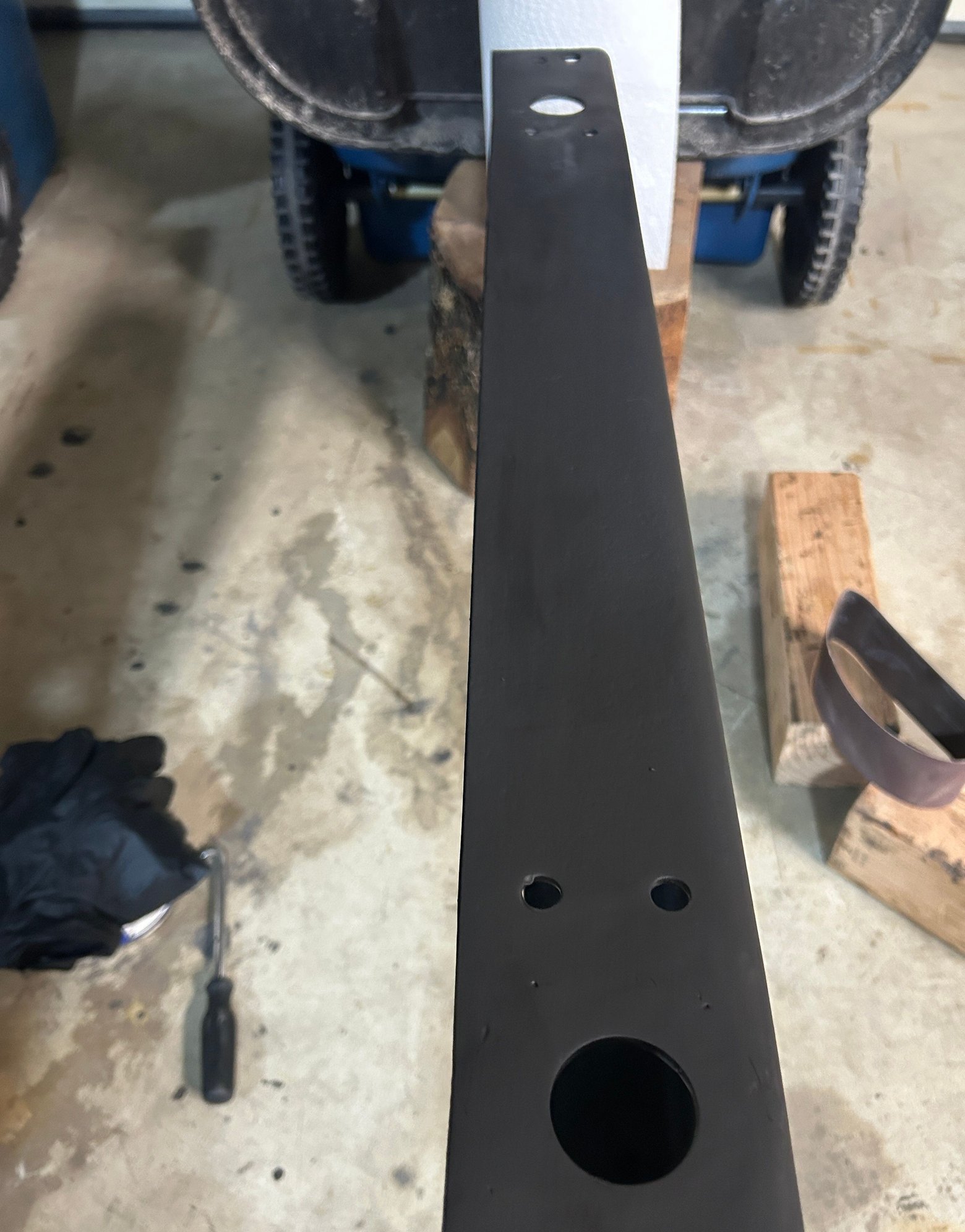 primed repaired body mount holes