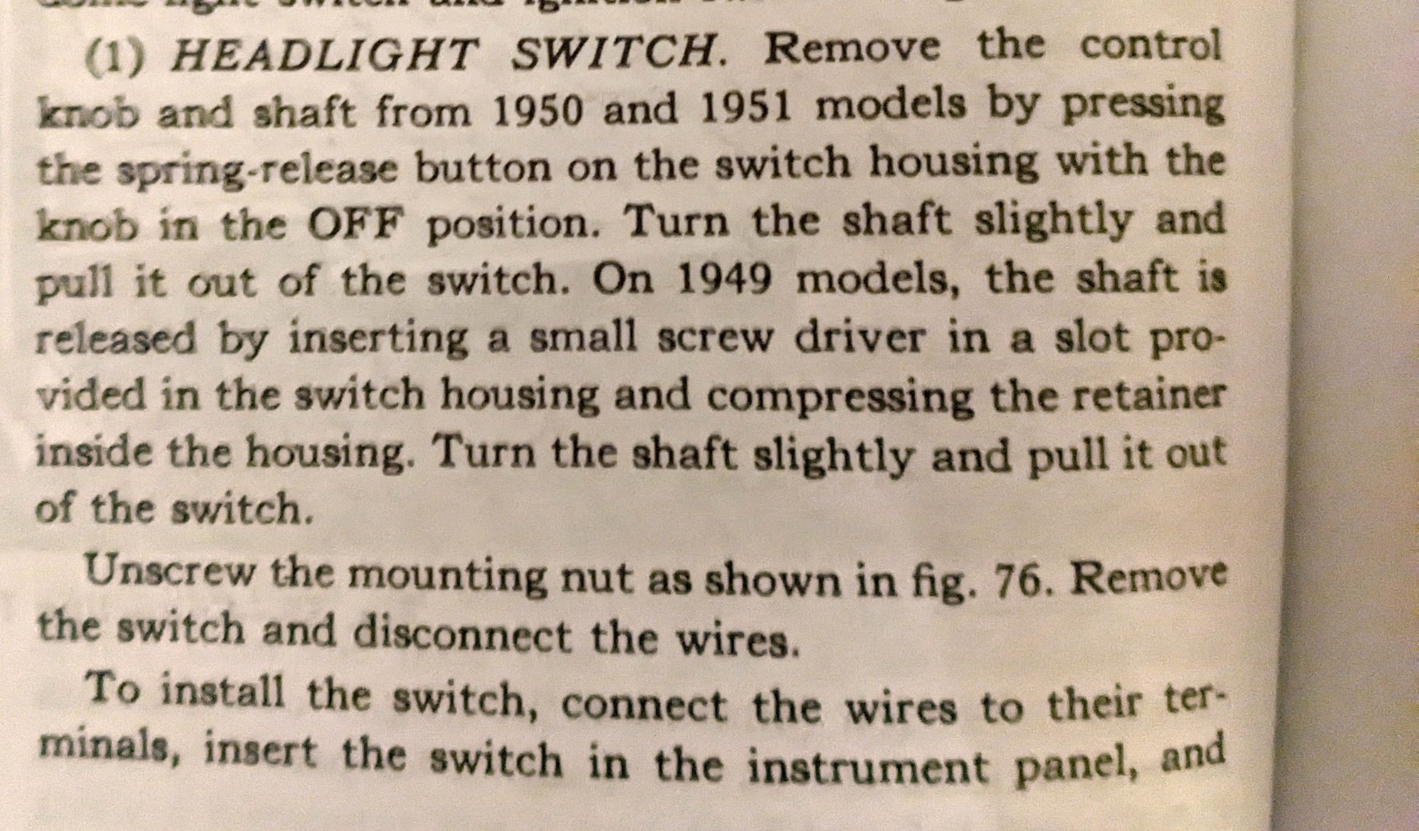 '50 headlight switch removal Ford Truck Enthusiasts Forums