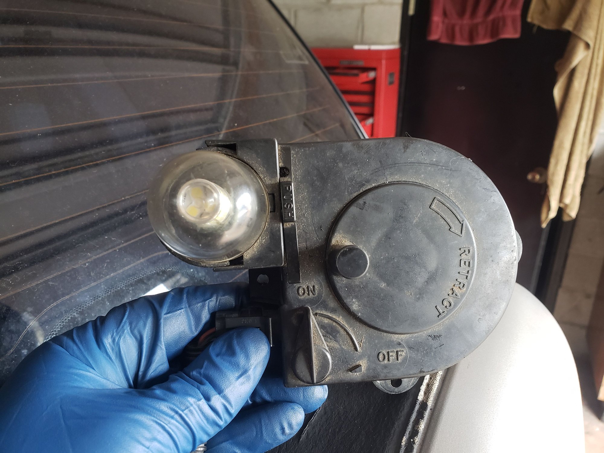 Installed an Old Technology Underhood Retractable Trouble/Work Light