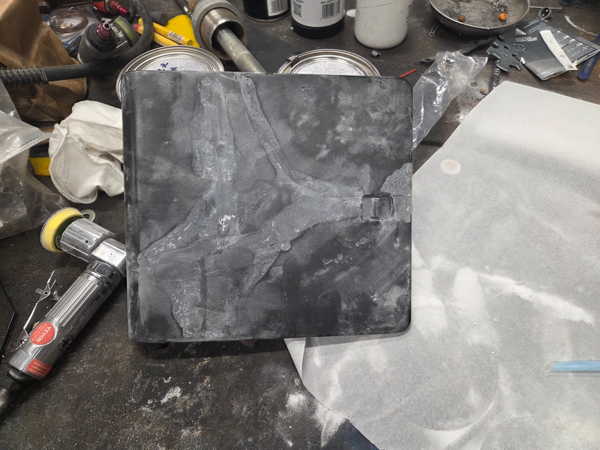 Top of cover after mostly sanded