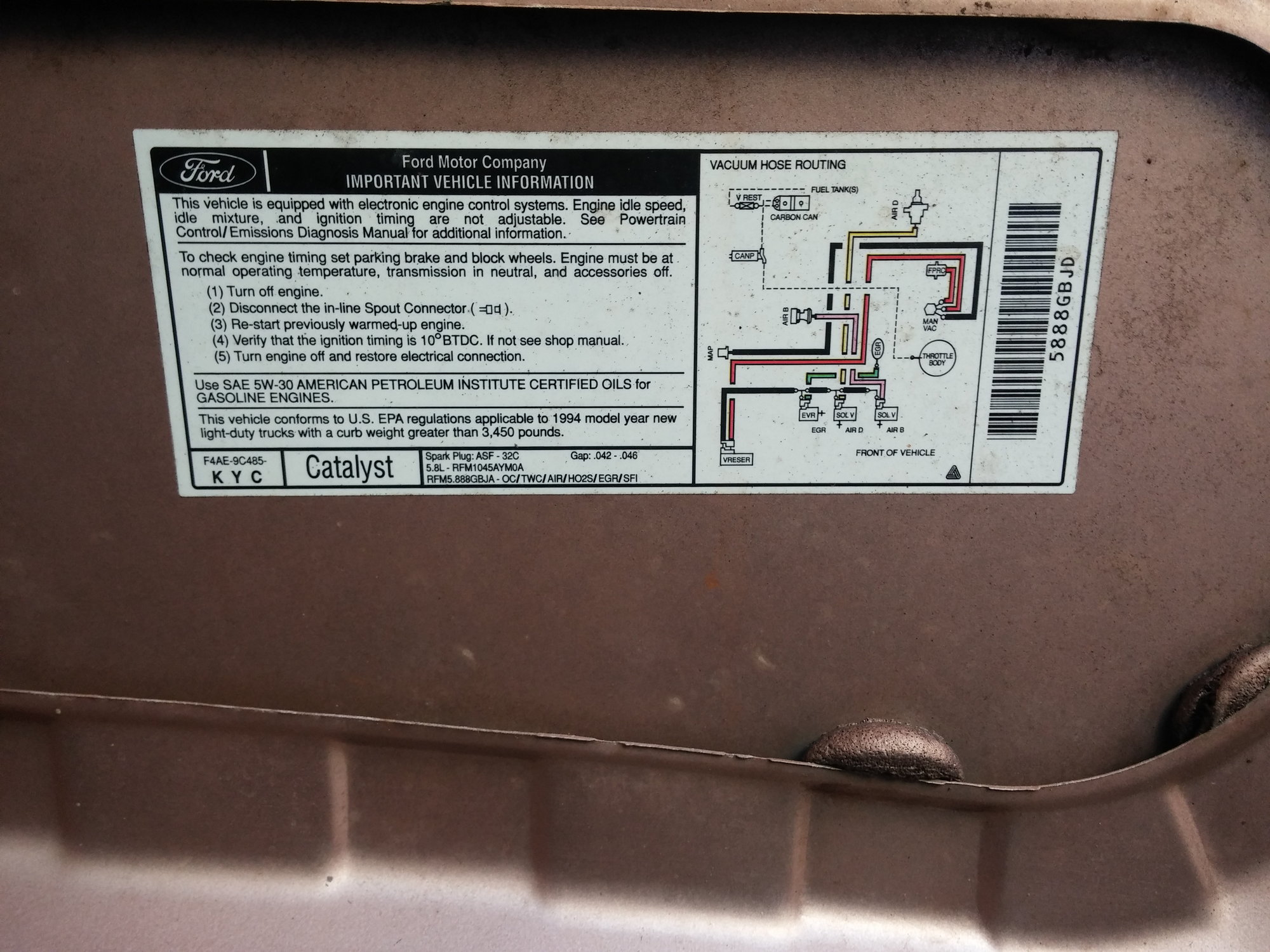 1989 F150 351W FI, need vacuum diagrams/pictures please - Ford Truck