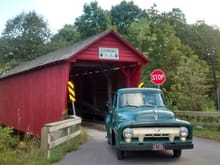 Leaving the only covered bridge in Clinton County, summer 2015.