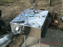 Home made Stainless Steel gas tank with lots of polish work.
1/2 way polished at this level
