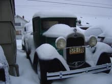 1930 Ford PU caught in the snow