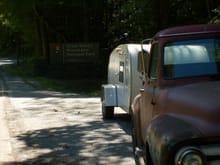 Truck and teardrop camper in the smokies