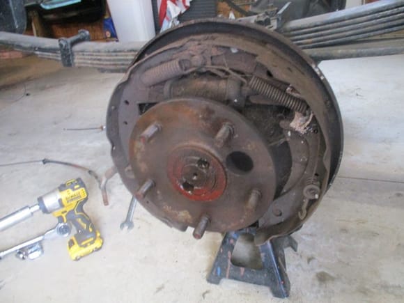 Here is the rear left brakes that are original.