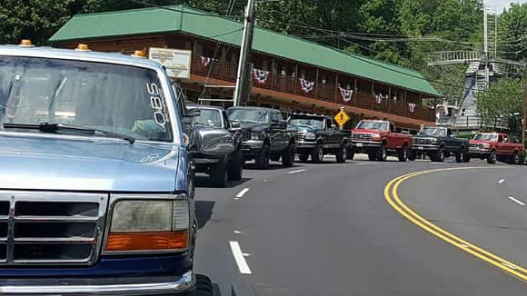 A great pic of OBS trucks rolling theough Gatlinburg, TN.