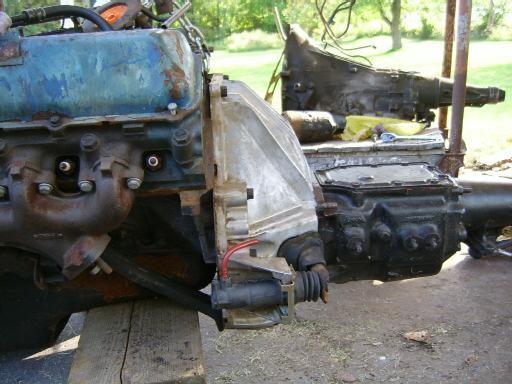 460 toploader pic 2 ..another shot showing that a 1969 Lincoln 460 can have a std tranny mounted to it..flywheel was 184 tooth ,11 inch clutch and diaphram type pressurre plate. w/ 390 pilot bushing.