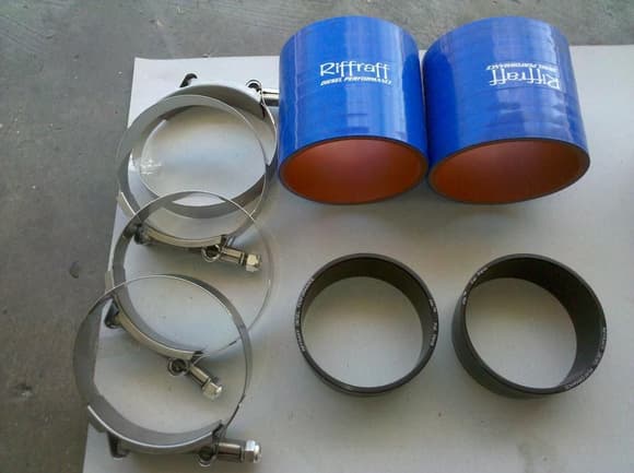 Riff Raff Diesel Performance 3&quot; Billet Plenum Inserts, Boots and Stainless Clamps