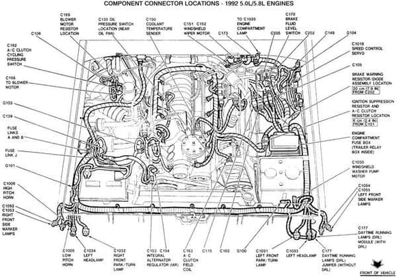 ford component connector locations 2 1992 5.0