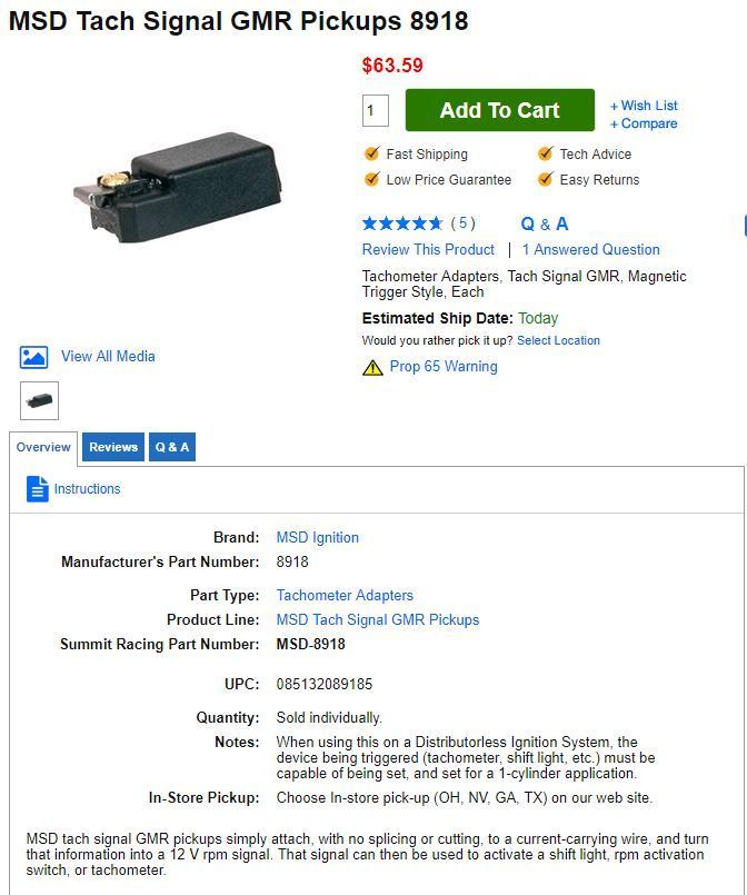 Msd Tach Signal Gmr Pickup