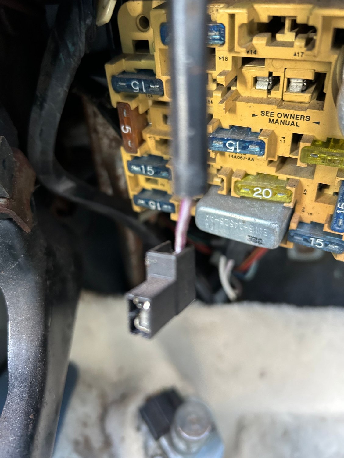 Purple wire with white stripe under the dash - what does this connect to?