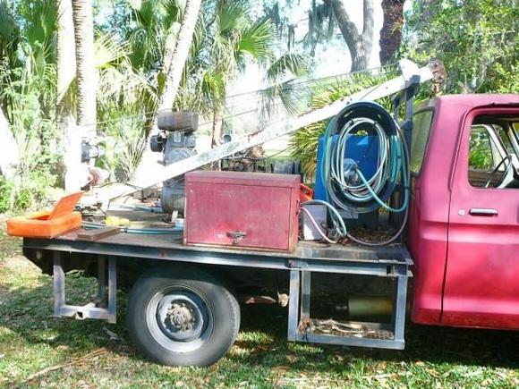 The welder, compressor, hoses, and toolbox are coming off because they were given to someone else. The crane has to stay.