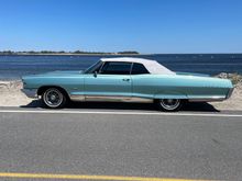 Bought this 1965 Bonneville in April 2022. Did cosmetic restoration, sprayed convertible top with SEM product, re-dyed seats (two tone aqua), dyed carpets, replaced arm rest pads etc.