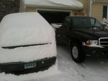 With the snow on top, the Bonnie's taller than a 2004 Dodge Dakota.