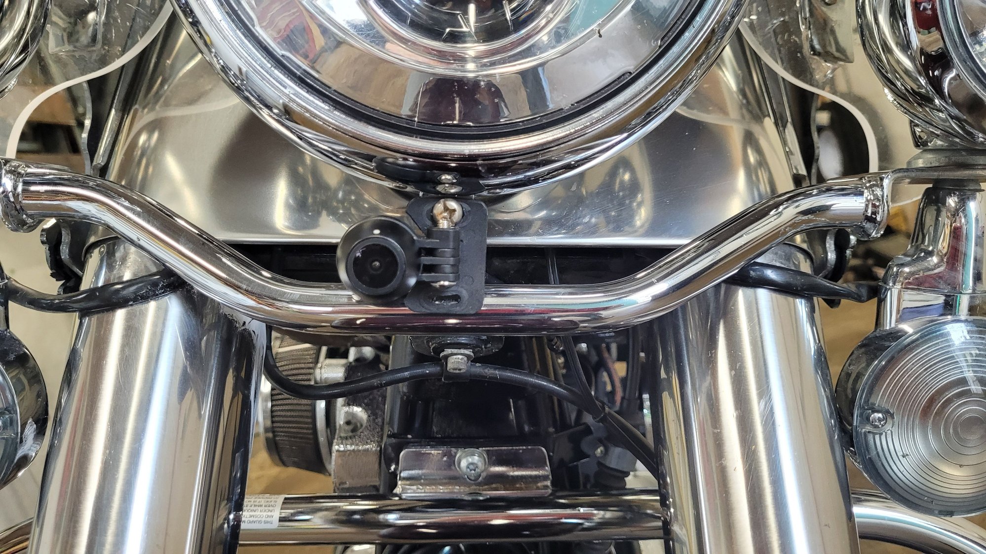 New camera location. It was mounted below the cross bar.