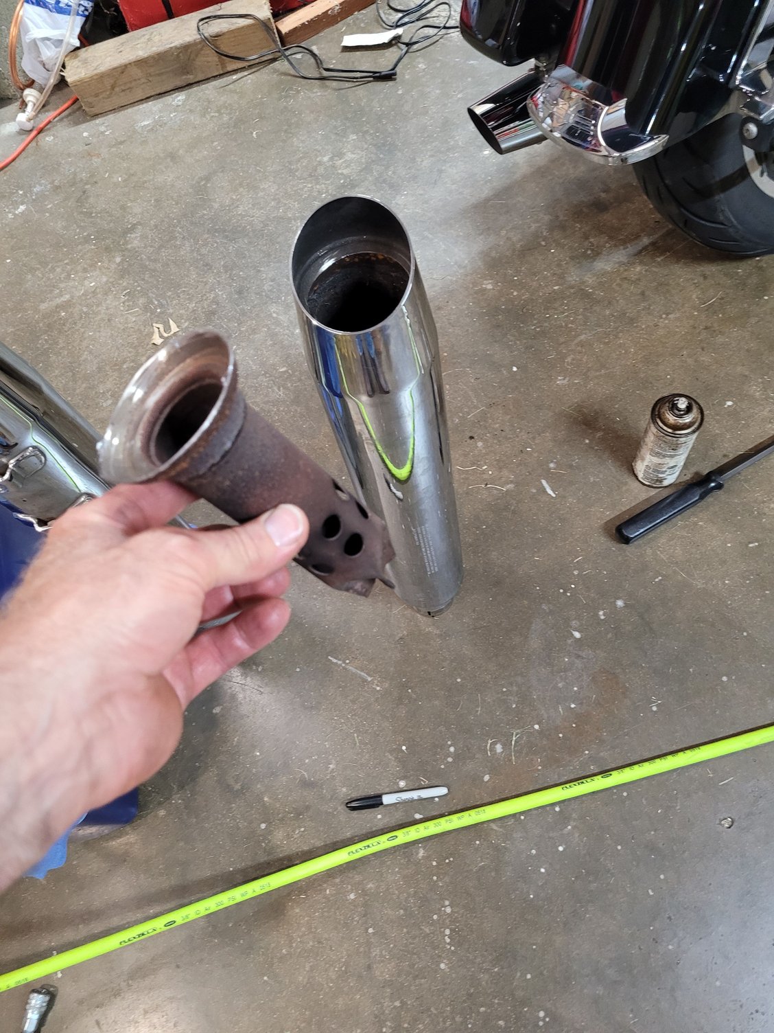 Drilling out the closed end of M8 touring baffles? Page 3 Harley