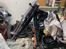 And This is an FX Springer, with the Vulcan De-Rake Stem & Top Clamp. 
This will be a Nice Rake....
Now, I gotta space the Breakout Wheel Bearings to a ¾” Springer Axel. 