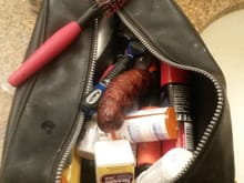 When I get Home, I find the guys stuck a sausage link in my Dopp Kit!