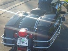 Note the plate fits just perfectly between the fender tip and the turn signals - and the signals are Turn/Brake activated.