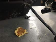 Chewed cable and pancake in bike