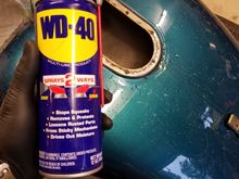 After drying out the tank with the blower, it was time for everyone's favorite not-lubricant to do some work. In case anyone reading this doesn't know, the WD stands for water displacement.