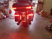 I captured all of them on with the flashers. When the brakes are on the center part on the tour pack light flashes.