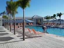 The pool area facing the lagoon.