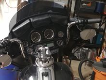 Krome Werks 10" bars.  Changed the clutch cable for a +4.  TBW is the same and brake lines are the same.  If you go with anything taller, will need new brake lines, the TBW extension and of course the clutch line.  Reversed the mirrors and hung underneath.  No issues even riding two up.  