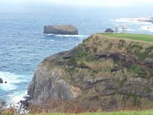 A spectacular view of the “mighty” Atlantic Ocean from the a view point along the road.
