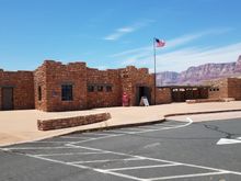 Visitors ctr.at the Bridge overlooking the Colorado river. 