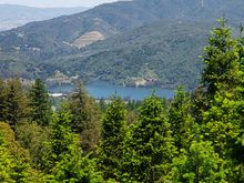 Looking down at Lexington Reservoir from Gist Rd.