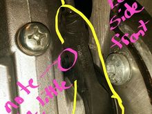 Front speed sensor. need to snip 2 zip ties holding it to the brake line. Tab needs the same orientation when reinstalling so note how its oriented when you are removing it (take pics)