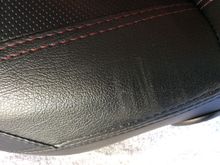 Couple of light marks. Not sure if my boot hit it or maybe my chaps. Only on the surface, no damage to the leather