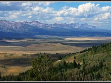 At the top of the Galena Pass pull out… That’s the sawtooth mountains… Stanley is about a half an hour up that valley… The best time to ride that northerly route is in the early afternoon. 