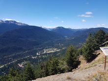 From Cascade Lookout looking down on Manning Park lodge. Manning Park is the end of the Pacific Crest Hiking Trail that starts in Mexico. I was at the lodge having lunch one day when a group of hikers arrived, finishing the entire hike from Mexico. 