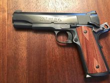 My dad’s Colt. I cut the frame tangs and fit a Wilson grip safety. Had Novaks cut the slide for their sights, and gave it to my son for graduation last year.