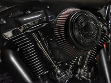 Blacked out Willie G Davidson air filter cover.
